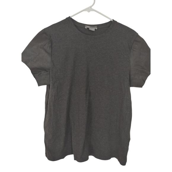 Vince. Lamb Leather Sleeve Tee Shirt Small Quiet Luxury Minimalist Preppy - Picture 1 of 5